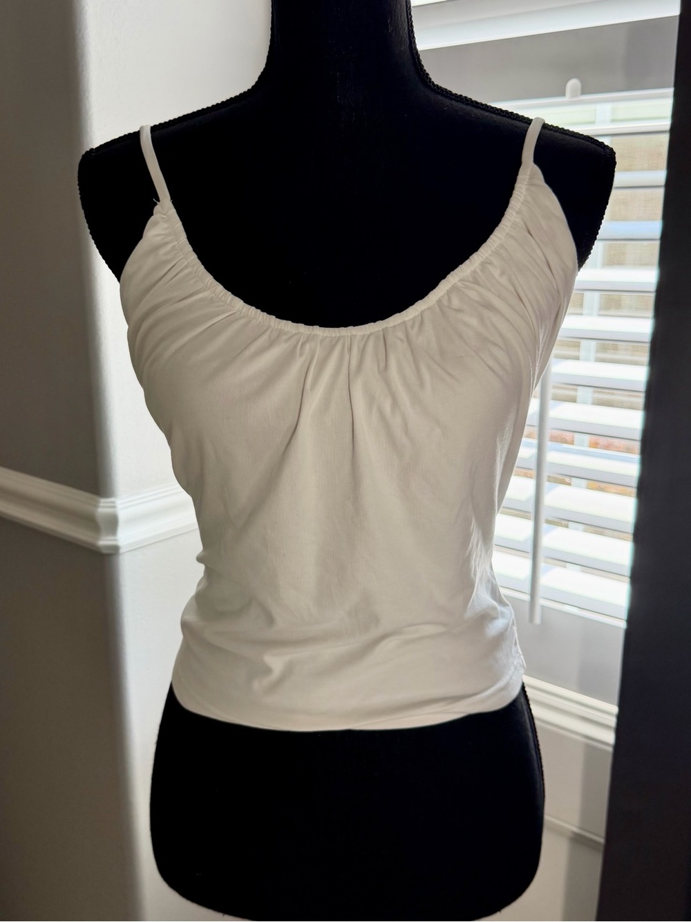 OGL White Ruched Scoop Neck Camisole built in bra